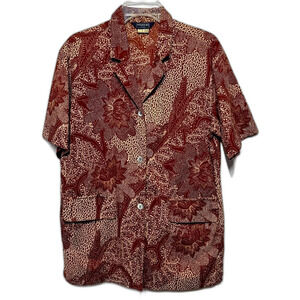 MaxMara Weekend Vintage Cotton Short Sleeve Button Down Moody Floral Print 2
